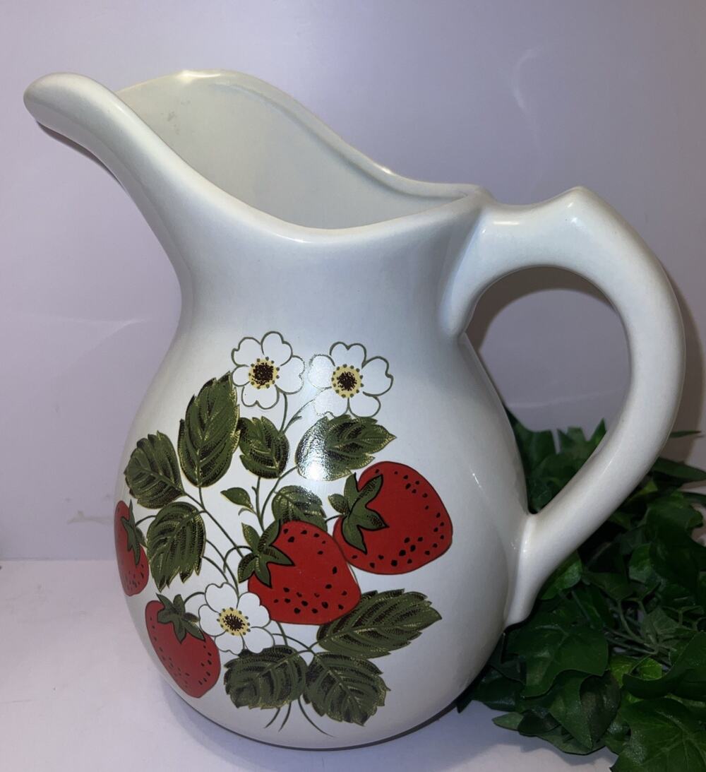 Vintage 1960's McCoy Large Strawberry Pitcher #7527 Ceramic